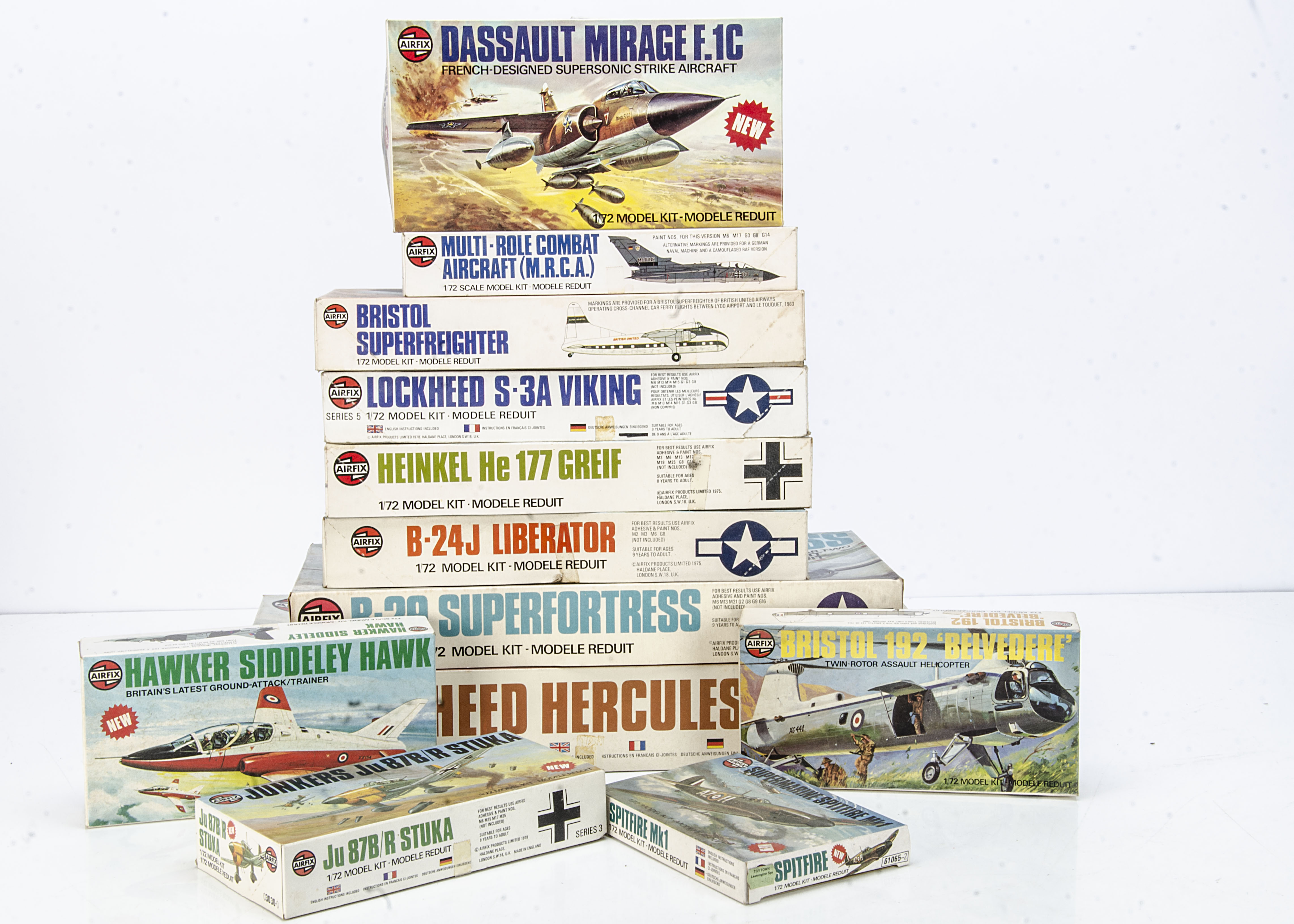 1970s Airfix 1:72 Aircraft Kits, 03030, 61065, 03002, 03026, 04022, 04019, 05006, 05002, 05014,