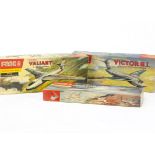 1950s FROG 1:96 Aircraft Kits, Avro Vulcan, Handley Page Victor B.1, Vickers Valiant, all appear
