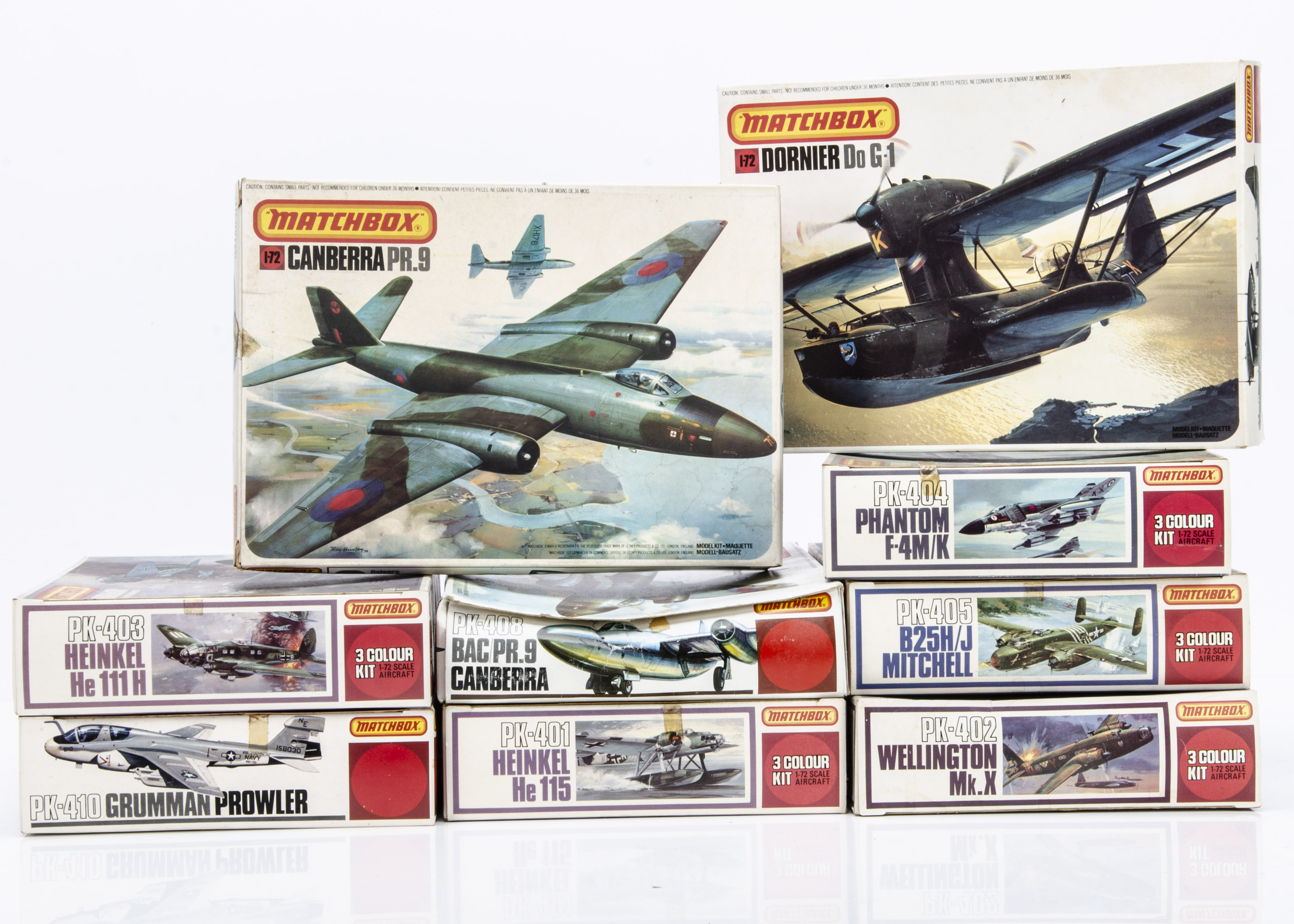 1970s-80s Matchbox 1:72 Aircraft Kits, PK-408 (2), PK-401, PK-402, PK-403, PK-404, PK-405, PK409,