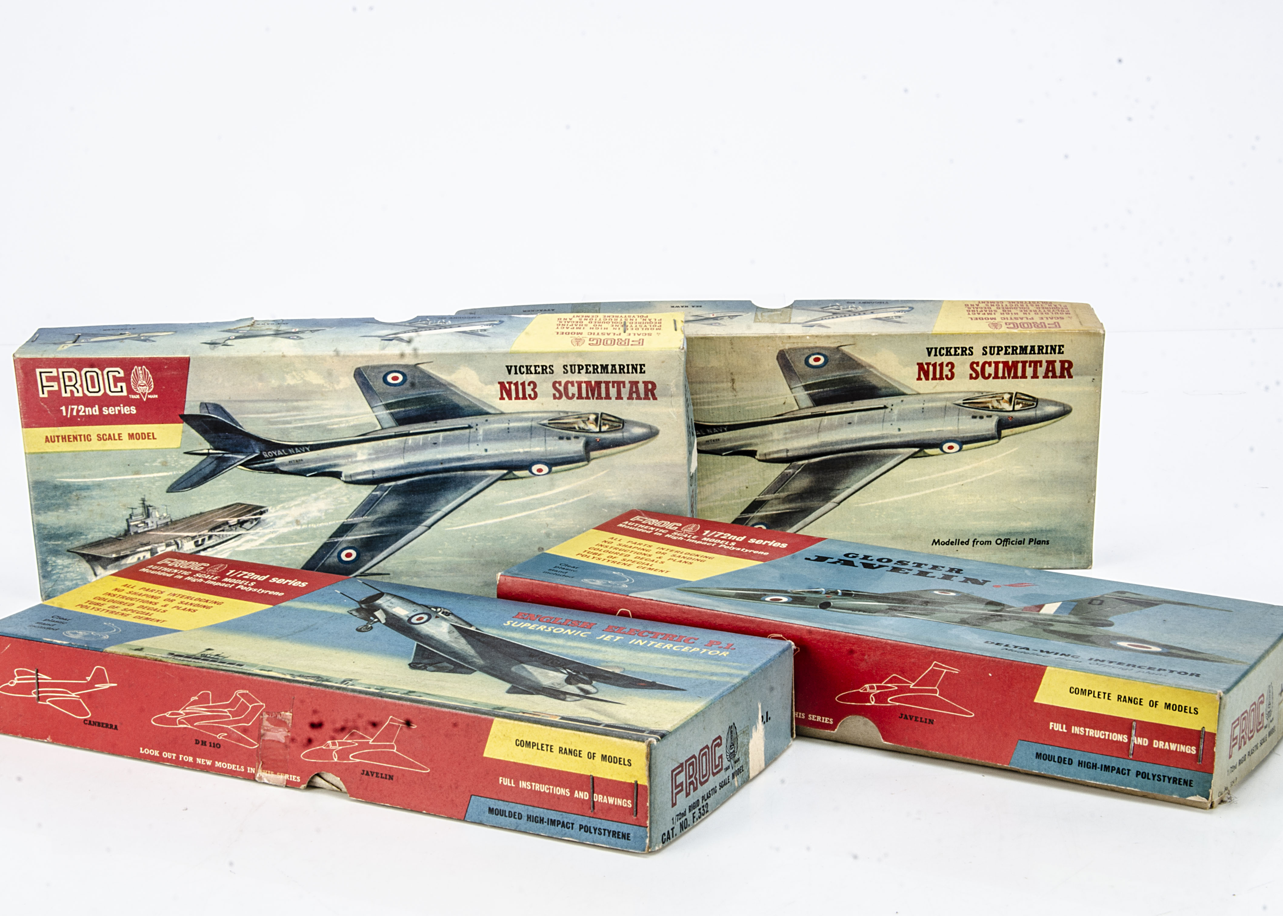 1950s FROG 1:72 Aircraft Kits, Gloster Javelin, English Electric P.1, Vickers Supermarine N113