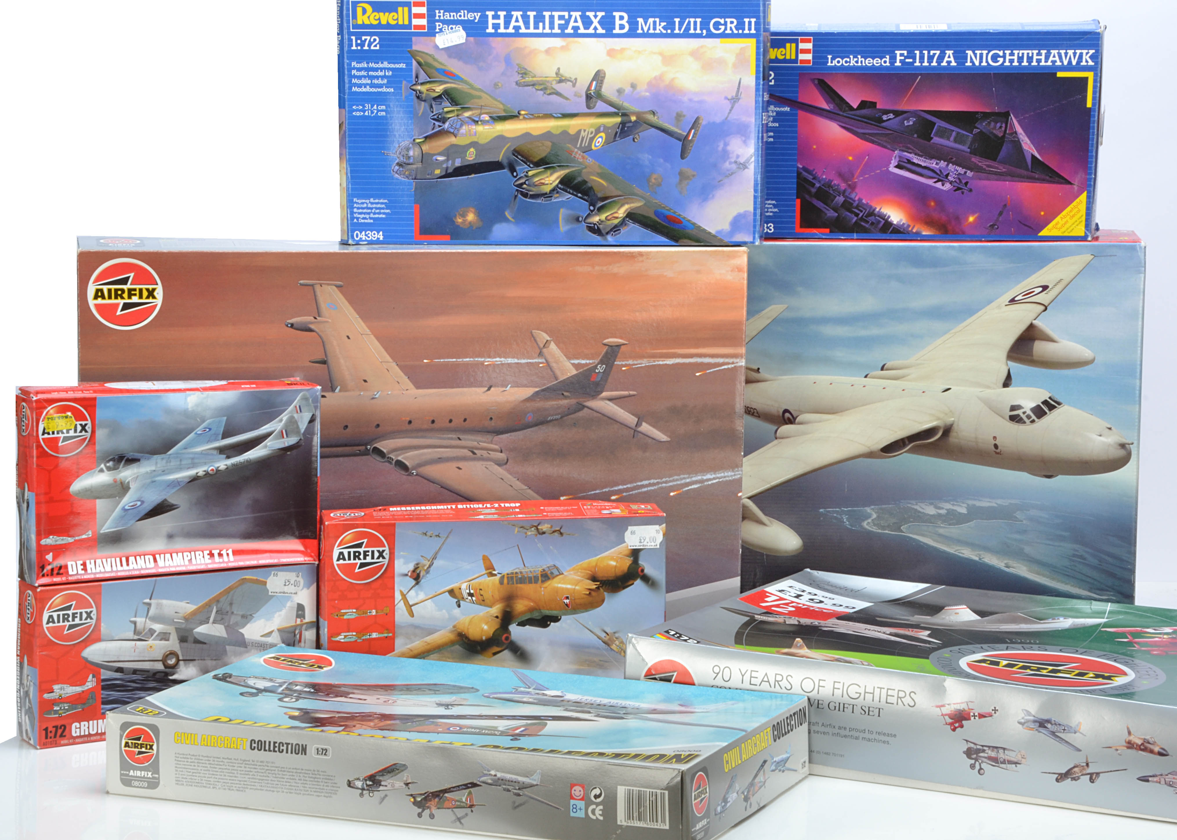 Airfix and Revell Military and Civil Aircraft Kits, a group of 1:72 scale kits comprising Airfix