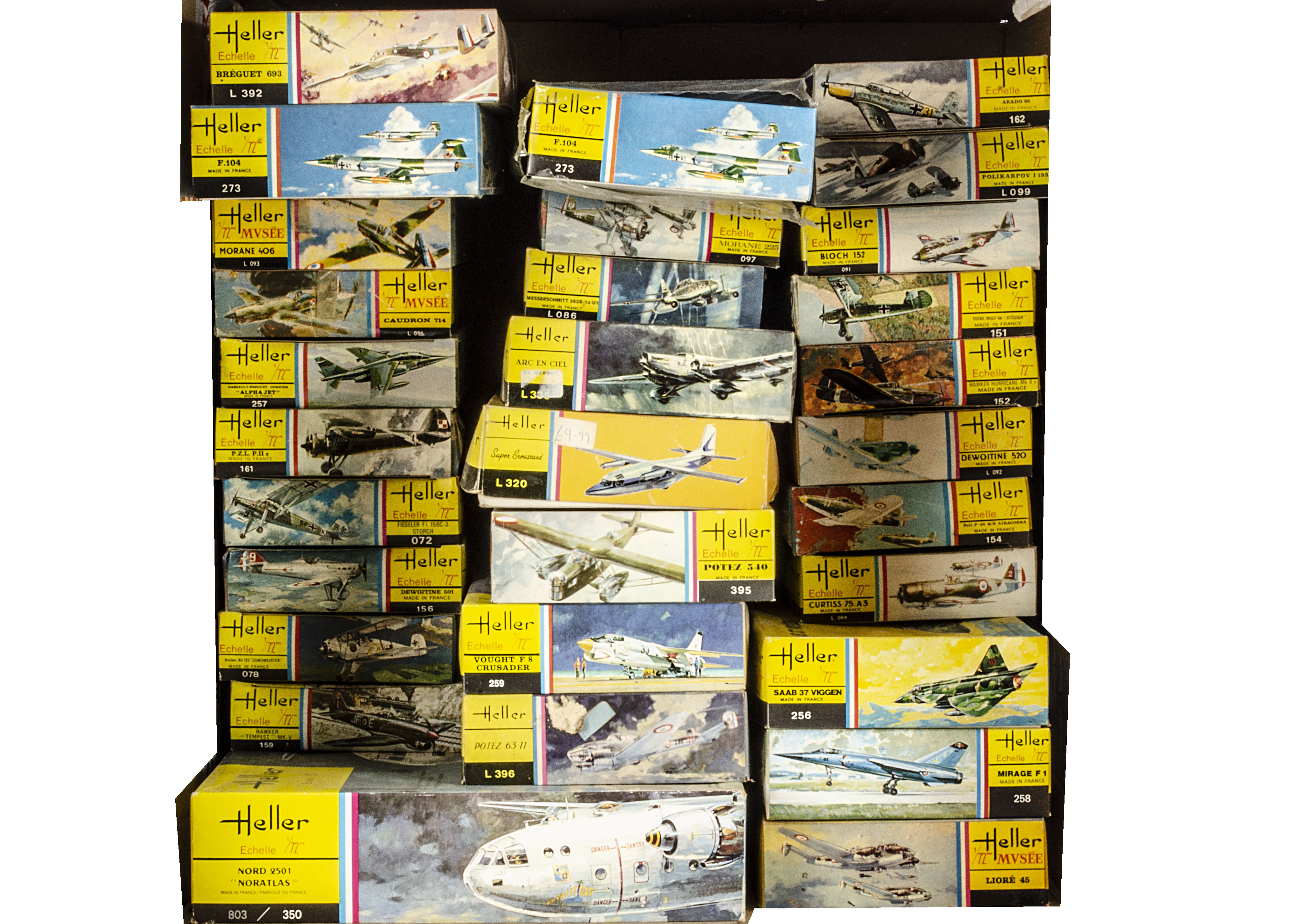 1970s Heller 1:72 Aircraft Kits, 162, L099, 091, 151, 152, L092, 154, L094, 256, 258, 097, L086,