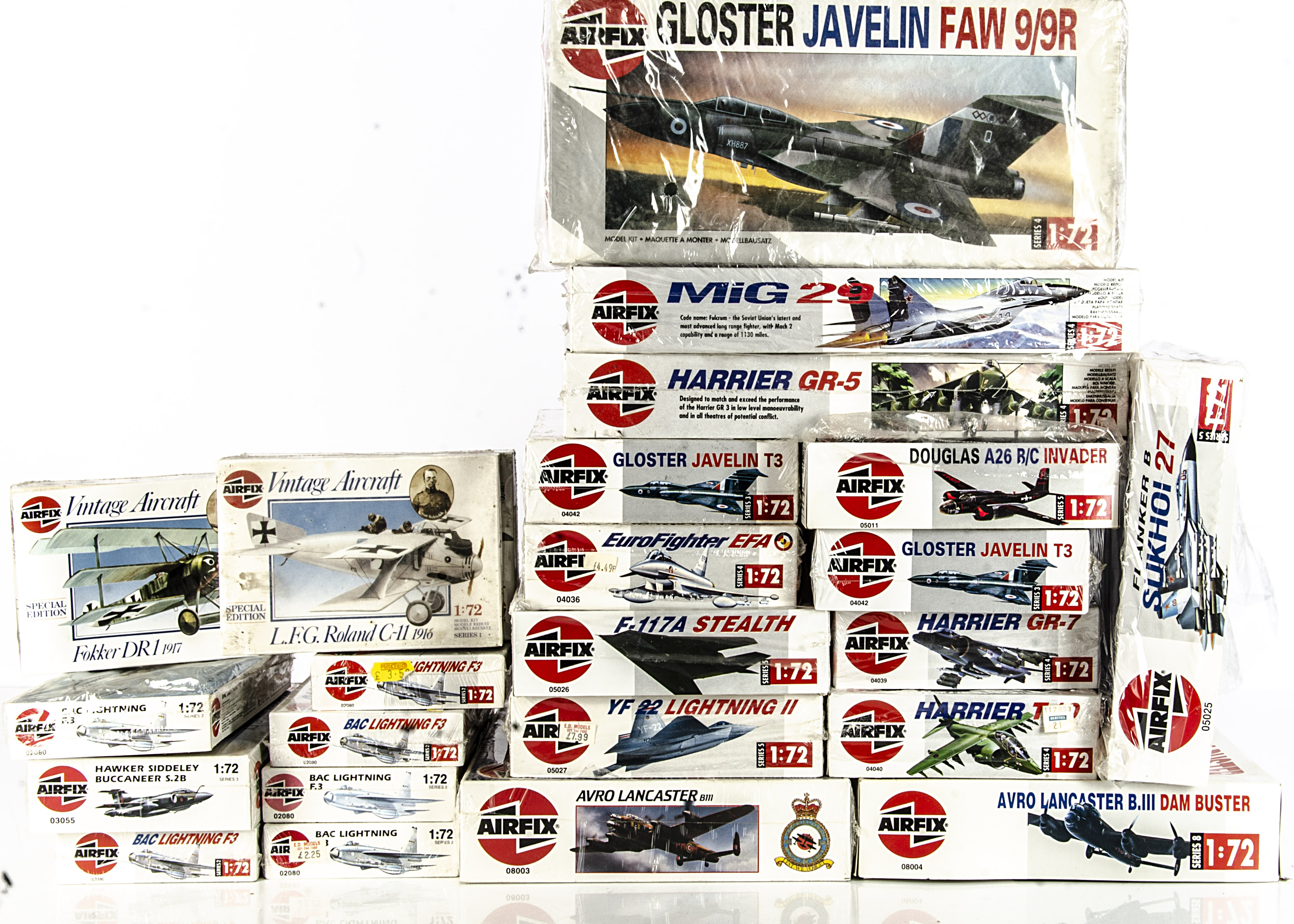 1980s-90s Airfix 1:72 Aircraft Kits, 02080 (6), 05027, 05026, 04036, 04042 (2), 05011, 04038, 04037,