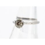 A diamond solitaire, the old cut ring in claw setting, on a white 18ct marked shank, ring size R,