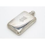 A Victorian silver hip flask by WL, rectangular with screw domed cap, bearing initials, 7.85ozt