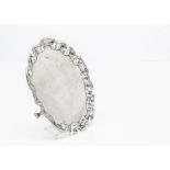 An early George V silver card tray by James Dixon & Sons, circular with shaped rim, 20cm, 11.4ozt,