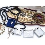 A quantity of silver and costume jewellery, including a Scottish hardstone silver Claymore pin