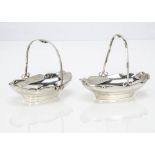 A pair of Edwardian silver small basket bon bon dishes, 3.1 ozt (2)