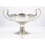 A George V silver centre piece by HA, twin whiplash handled footed bowl, Sheffield 1924, 22.5cm