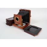 A 'National' Quarter-Plate Field Camera, circa 1900, double extension, no lens or rear screen,