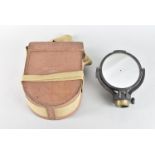 A British World War Two 'Helio Mk V F Ltd' Heliograph, black crackle finish, in hide case, and