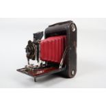 A No 4 Folding Pocket Kodak Model A Camera, folding 4 x 5in roll film camera, red bellows, circa