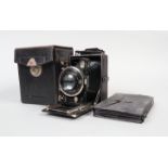 A Wirgin Gewir 6.5 x 9cm Folding Plate Camera, circa 1930, body G, double extension, rise and