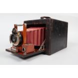 A Bullard Series A Folding Magazine Plate Camera, 4 x 5in format, circa 1898, body F, wear to