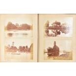 A late 19th Century half-calf gilt Gentlemen's UK River Travels Album, albumen prints, dated 1883-
