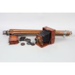 A Lancaster 1893 Instantograph Quarter-Plate Field Camera, body G, square-cornered bellows, a