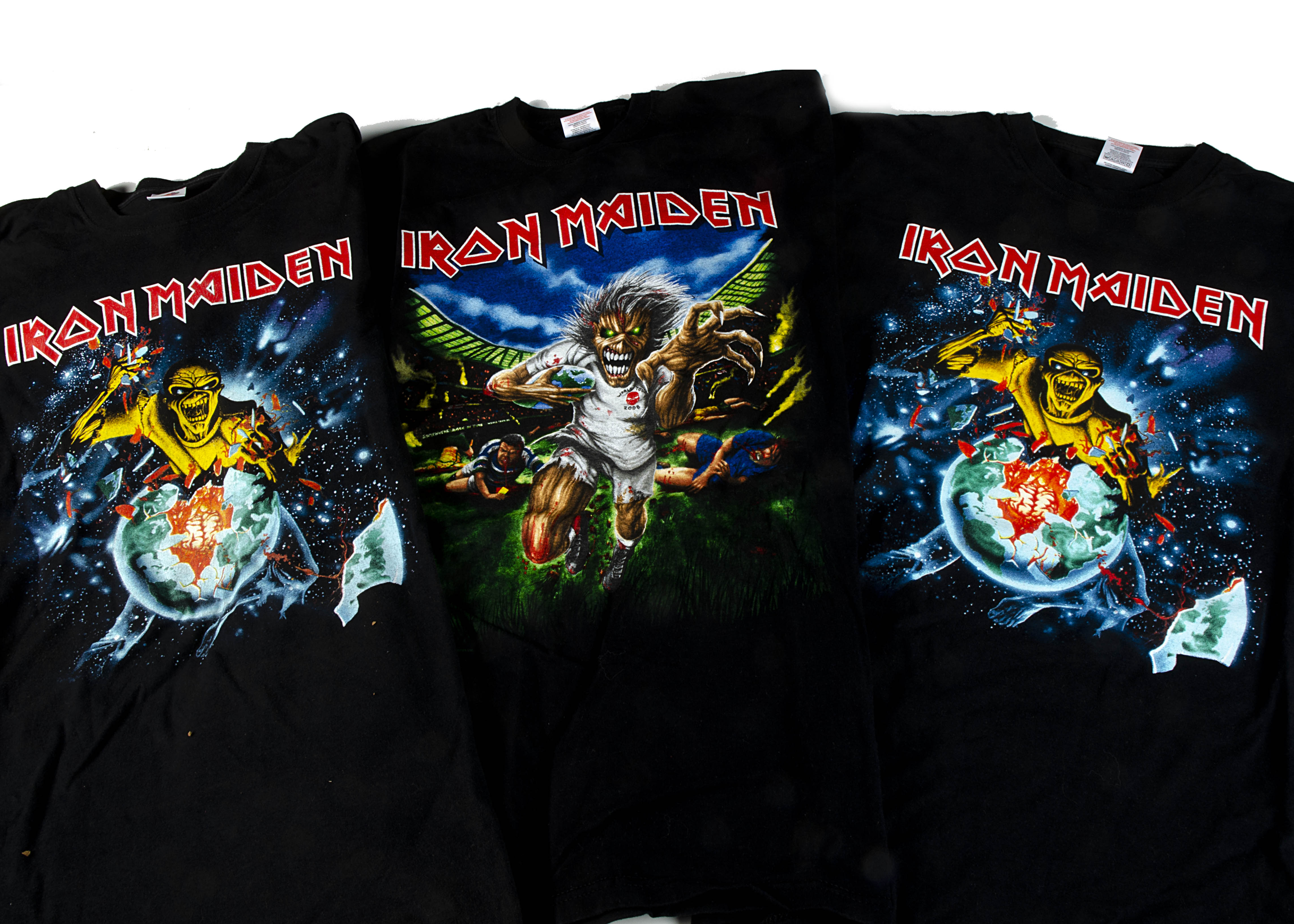 Iron Maiden Eddie 'T' Shirts, three Iron Maiden 'T' shirts - I Tried to tackle Eddie at