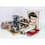 James Dean Memorabilia, a variety of James Deam memorabilia including a model Cadillac, a battery