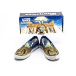 Iron Maiden Powerslave Vans, pair of UK size 8 Slip On Van shoes with Powerslave design in