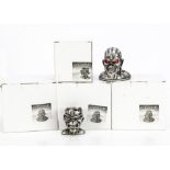 Iron Maiden T Light Holders, four Book of Souls T-Light Holders, all in stickered boxes and with