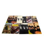 Beatles LPs, nine UK albums on the Yellow / Black Parlophone label comprising Please Please Me (