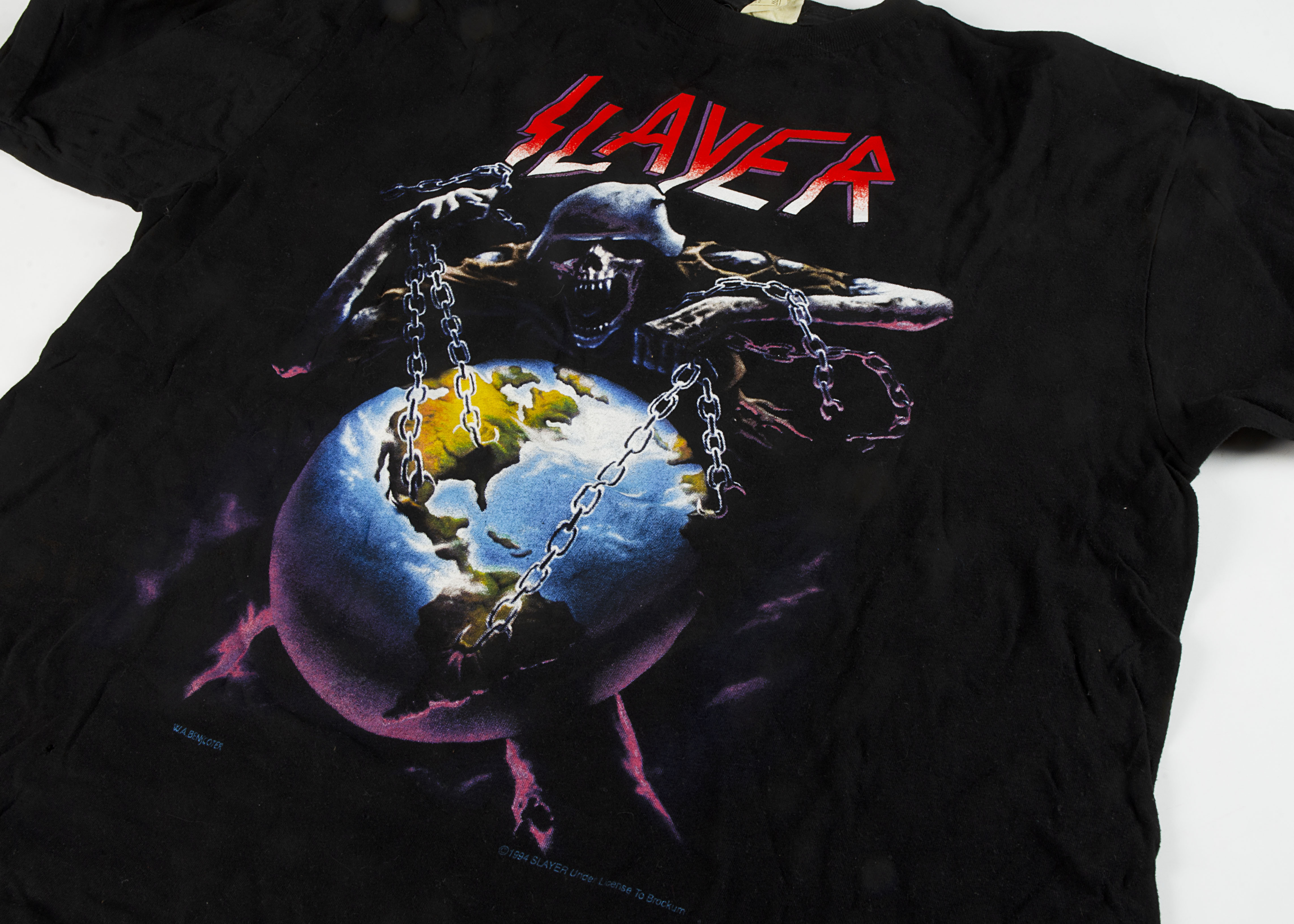 Slayer 'T' Shirt, European Intourvention 'T' Shirt 1994, World image on front and Europe image on