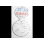 Steel Panther Signed Drumskins, two fully signed Drumskins obtained by Peter Boden (owner of the