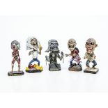 Iron Maiden Head Knocker Bobblehead Figures, five loose Head Knocker figures comprising The Trooper,