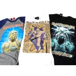 Iron Maiden 'T' Shirts, three Iron Maiden 'T' shirts - World Slavery tour 1984-85 copy printed in