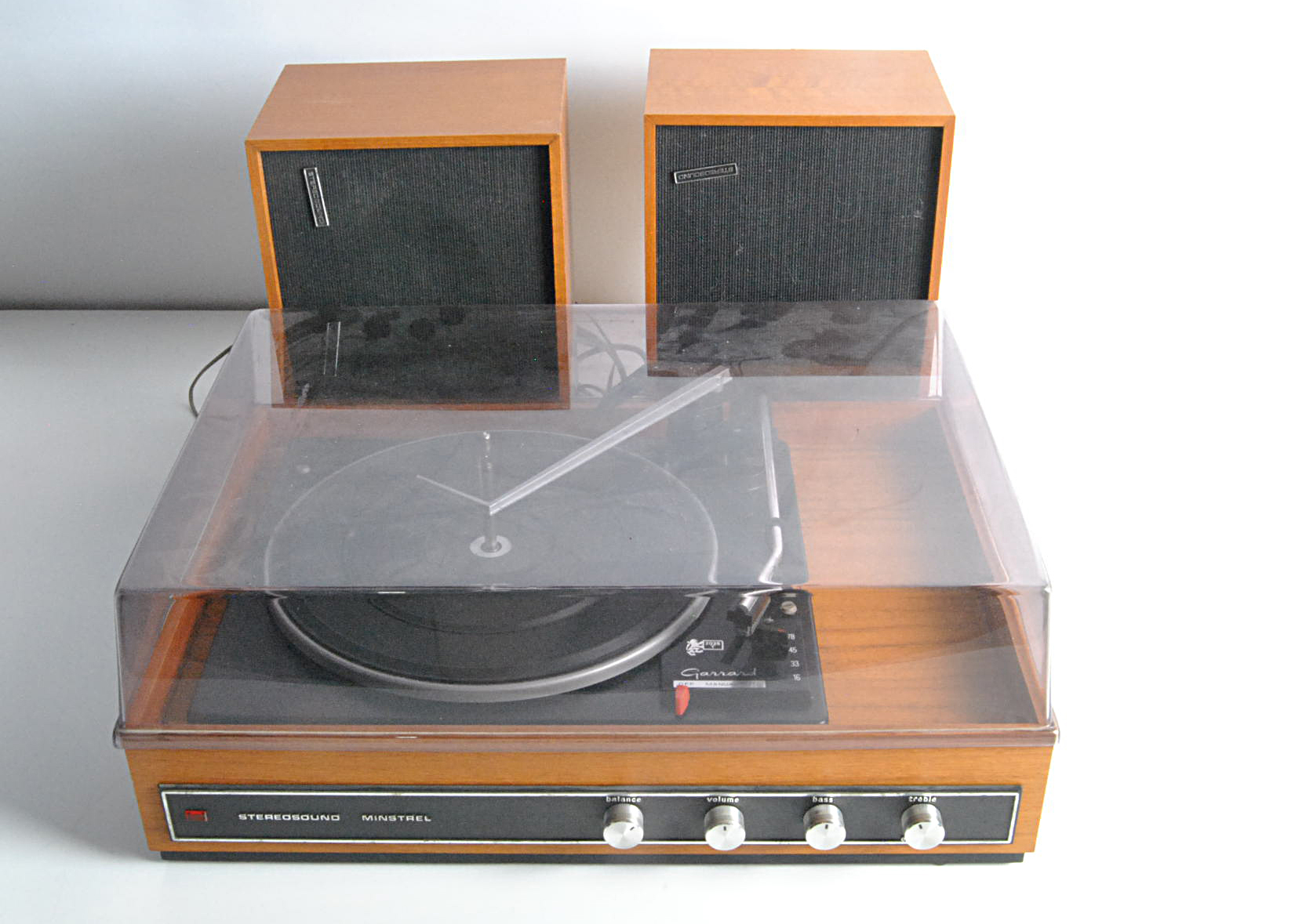 Record Players / Music Centre, a Stereosound Minstrel record deck (Garrard 2025T) with speakers plus