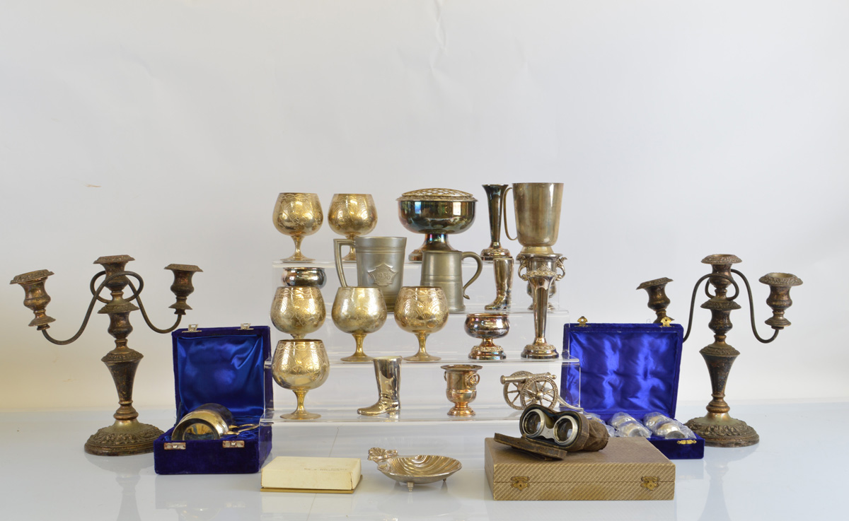 A good collection of assorted metalware, mostly silver plate including a pair of Victorian