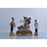 Three Capodimonte Napoleonic figures, a large figure of Napoleon on horseback, with freestanding