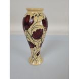 Moorcroft vase "Chocolate Cosmos", designed by Rachel Bishop 21cm tall.