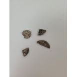 Four hammered silver coin clippings, 1.5g