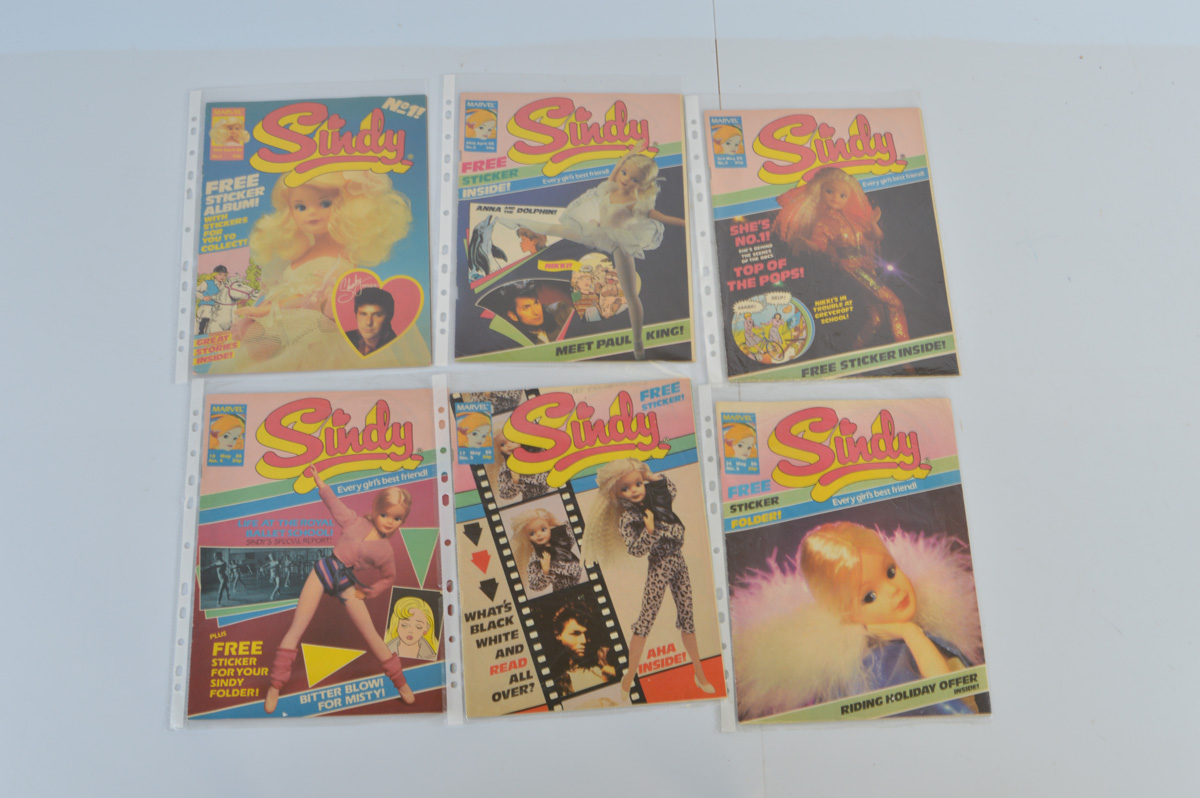 A collection of Sindy Magazines, from 1986-1980, including #1approx 55, contained in plastic slip