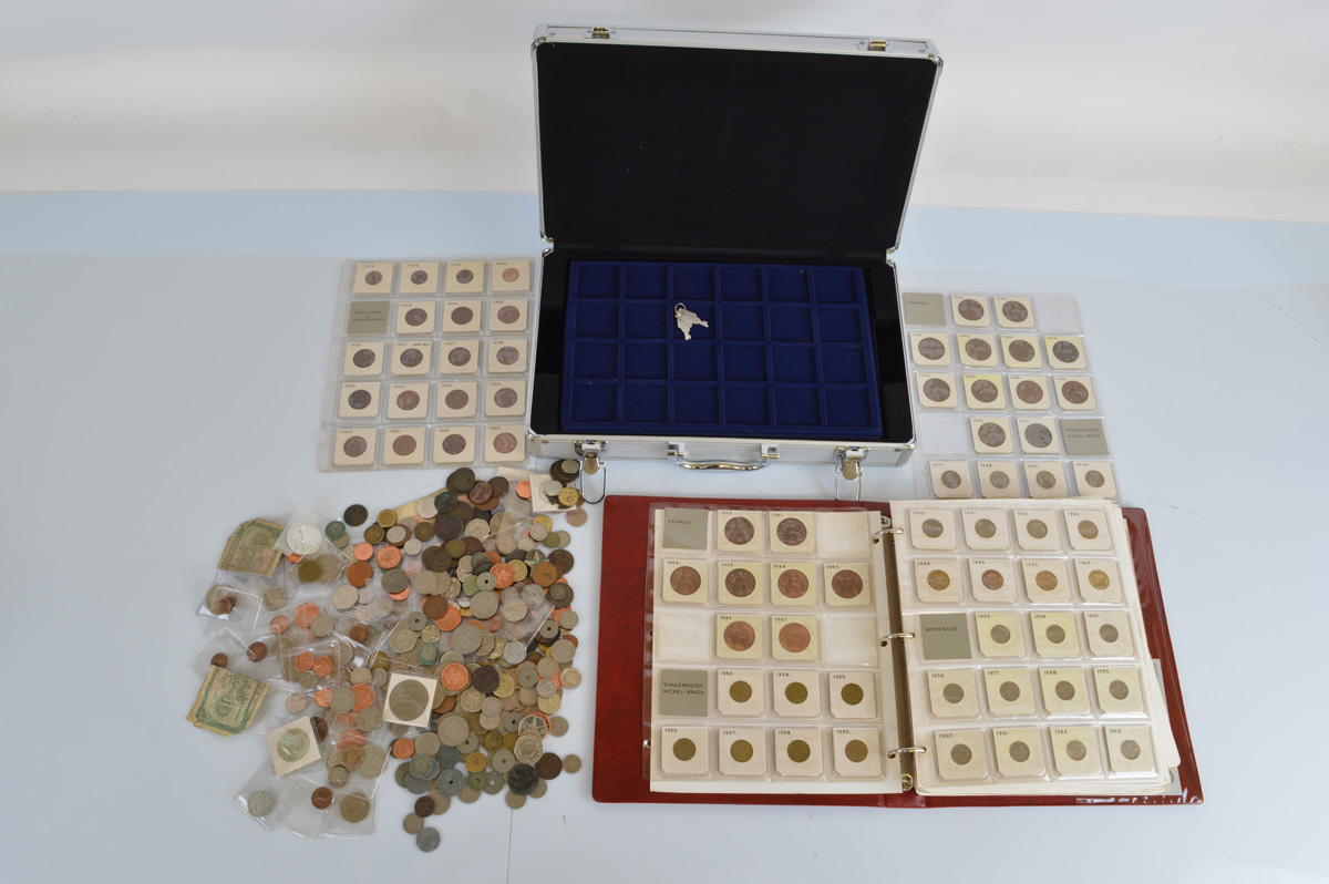 A mixed collection of coins, including mid 20th century to 21st century British copper, brass and