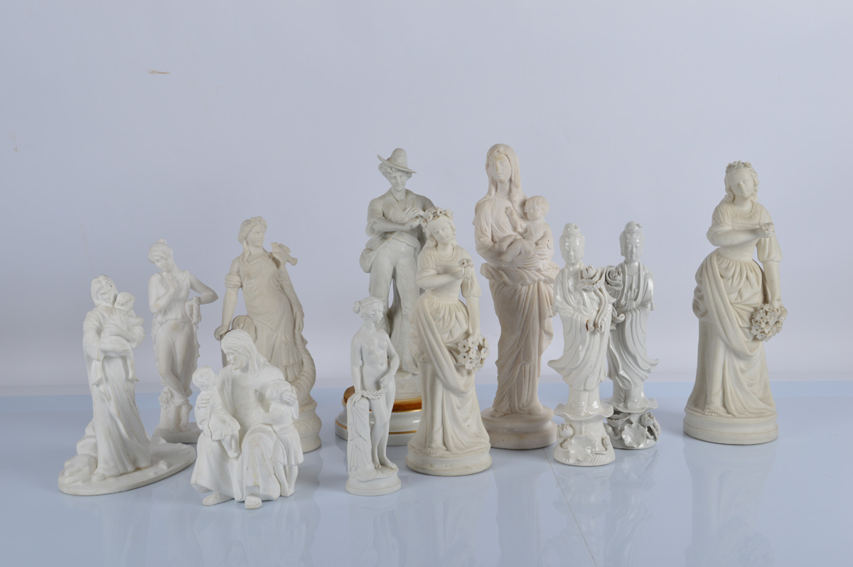 Eleven 'blank' white porcelain figures, including Lenox, Brooks & Bentley, Koph and various
