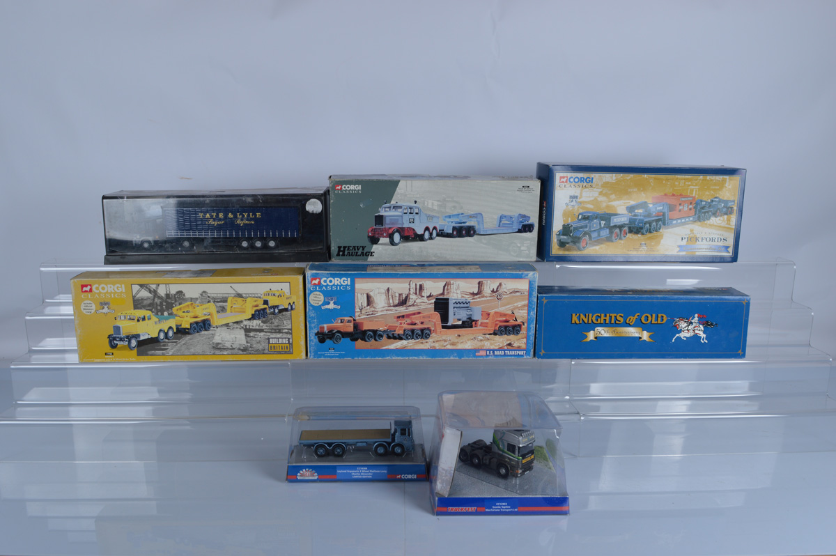 Eight Corgi 1:50 scale commercial vehicle diecast models, including Truckfest, Knights of Old,