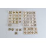 A collection of forty four pre 1947 silver British half crown coins, all contained in card or