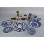 A collection of blue and white transfer printed porcelain, together with miscellaneous ceramics