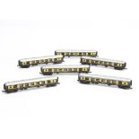 Lima N Gauge Pullman Coaches, an unboxed rake of six coaches, all Cecilia, in brown and cream