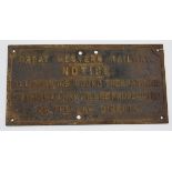 A GWR Cast-Iron 'Trespassers' warning notice, approx. 24" x 12", warning potential trespassers