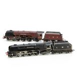 Pair of Hornby 00 Gauge unboxed LMS Coronation Class Locomotives, maroon 6233 'Duchess of