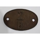 A BR Cast-Iron Smokebox Shedplate 2B (Nuneaton), essentially devoid of paint but believed to be
