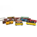 American HO Gauge Goods Wagons, an unboxed collection of box cars, open trucks, hopper wagons and