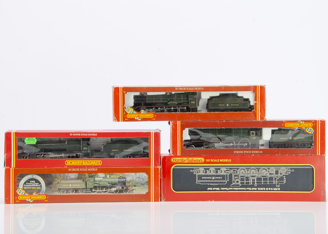 Hornby (Margate) OO Gauge Steam Locomotives and Tenders, five boxed GWR examples, R392 County