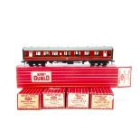 Boxed Hornby-Dublo 00 Gauge Super Detail BR Coaching Stock, all in lithographed BR crimson,