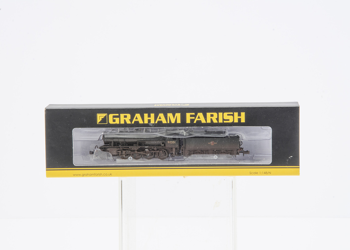 Bachmann Graham Farish N Gauge 372-427 BR black Austerity Class Locomotives, weathered No 90201,