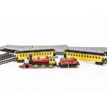 Tri-ang 00 Gauge Davy Crockett Locomotive Coaches and Accessories, red and yellow Locomotive and