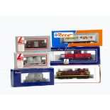 HO Gauge Diesel Locomotives and Goods Wagons, a boxed group comprises two locomotives Roco 63436